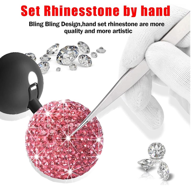 Zerikwon Bling Diamond Car Push Start Button Cover - Cute Accessories for Women Interior, Engine Starter Joystick Decor for Girls, Pink - Image 2